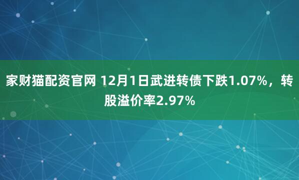 家财猫配资官网 12月1日武进转债下跌1.07%，转股溢价率2.97%